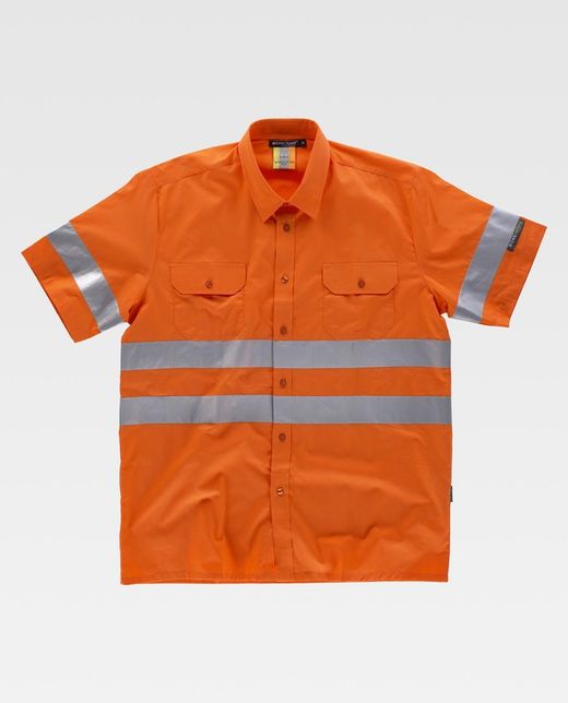 Kurzarmhemd mit Brusttasche und reflektierenden Bändern Orange AV