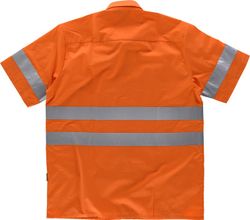 Kurzarmhemd mit Brusttasche und reflektierenden Bändern Orange AV
