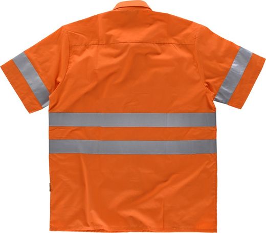 Kurzarmhemd mit Brusttasche und reflektierenden Bändern Orange AV