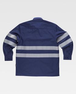 Langarmhemd mit 2 Brusttaschen und reflektierenden Bändern Navy