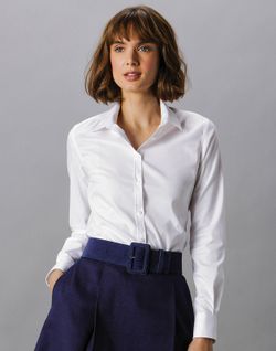 Camicia a maniche lunghe Oxford da donna elasticizzata
