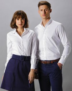 Camicia a maniche lunghe Oxford da donna elasticizzata