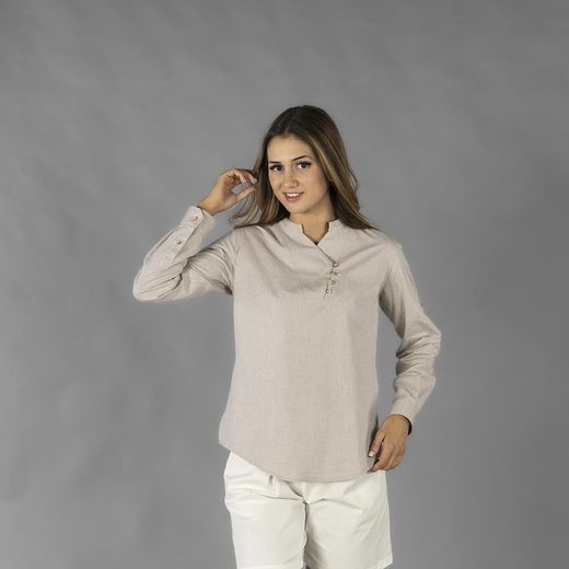Chemise Lanay en Chambray à col Mao pour Femme