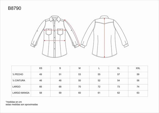 Langärmliges Jeanshemd für Frauen mit Brusttaschen und Passe auf der Rückseite Light Denim
