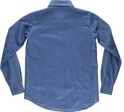Langärmliges Jeanshemd für Frauen mit Brusttaschen und Passe auf der Rückseite Light Denim