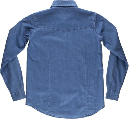 Langärmliges Jeanshemd für Frauen mit Brusttaschen und Passe auf der Rückseite Light Denim