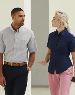 Camisa Oxford manga corta hombre