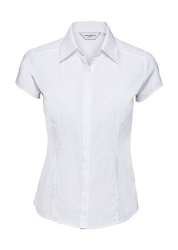 Camisa popelin manga corta mujer