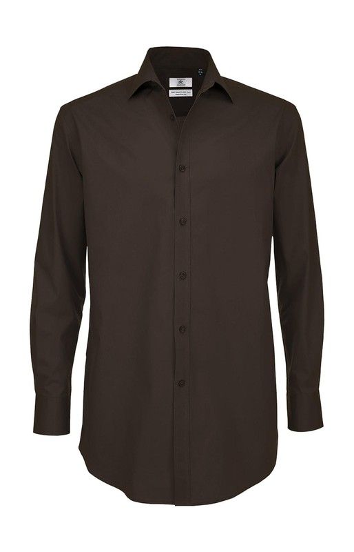 Elastane Popeline Shirt Schwarze Krawatte LSL / Herren Shirt