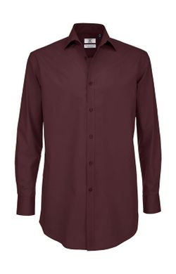 Elastane Popeline Shirt Schwarze Krawatte LSL / Herren Shirt