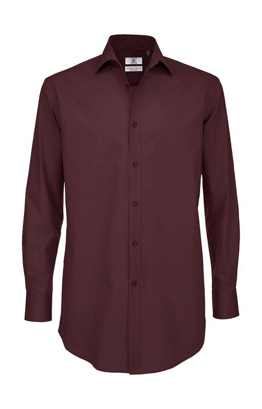 Elastane Popeline Shirt Schwarze Krawatte LSL / Herren Shirt