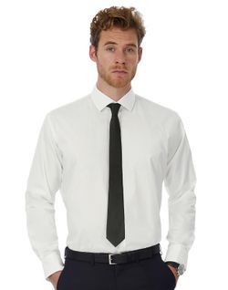 Elastane Popeline Shirt Schwarze Krawatte LSL / Herren Shirt