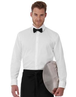 Elastane Popeline Shirt Schwarze Krawatte LSL / Herren Shirt