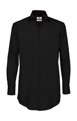 Elastane Popeline Shirt Schwarze Krawatte LSL / Herren Shirt