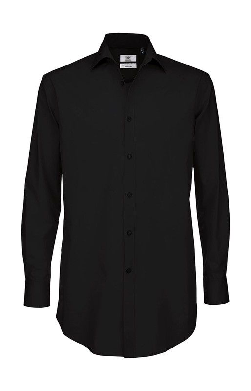 Elastane Popeline Shirt Schwarze Krawatte LSL / Herren Shirt