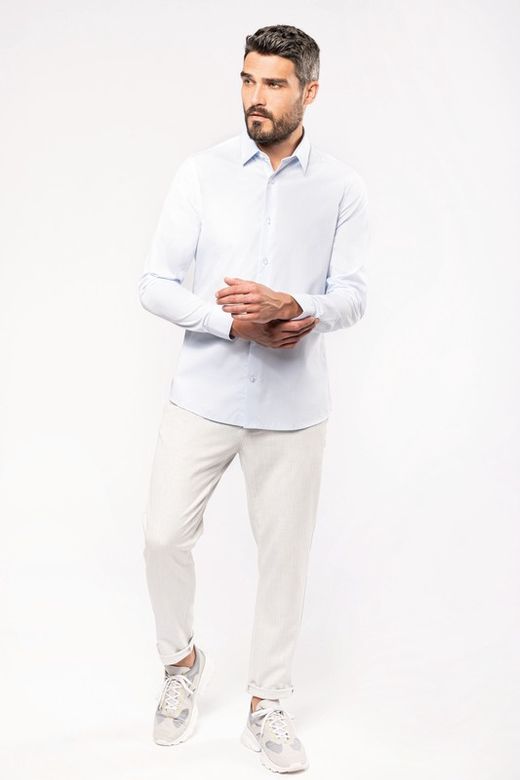 Camisa Popelina Manga Larga Hombre