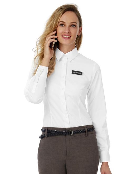 Stretch Popeline Shirt Black Tie LSL / Frauen