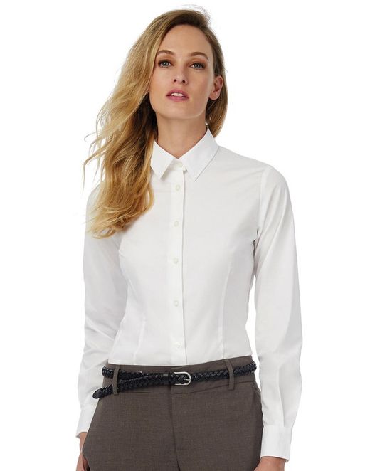 Stretch Popeline Shirt Black Tie LSL / Frauen