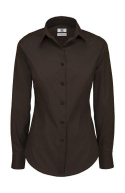 Camicia in popeline elasticizzato cravatta nera LSL / donna