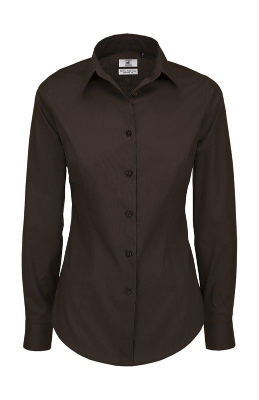 Camicia in popeline elasticizzato cravatta nera LSL / donna
