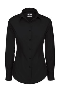 Stretch Popeline Shirt Black Tie LSL / Frauen