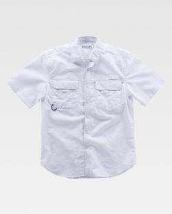 Safari Multi-Pocket Kurzarmhemd Weiß