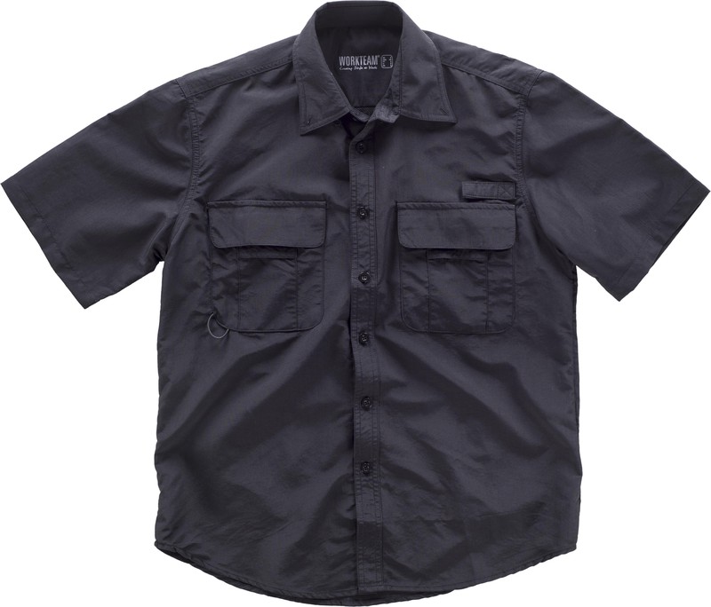 Safari multi-pocket short sleeve shirt Black — Maxport Costumes