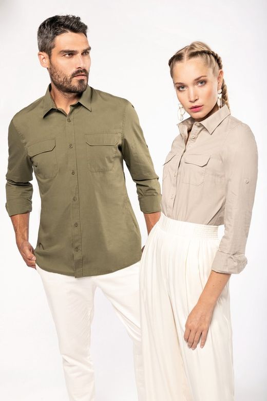 Herren Langarm Safari Shirt