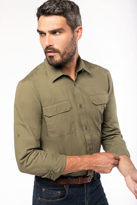 Herren Langarm Safari Shirt