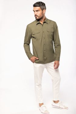 Herren Langarm Safari Shirt