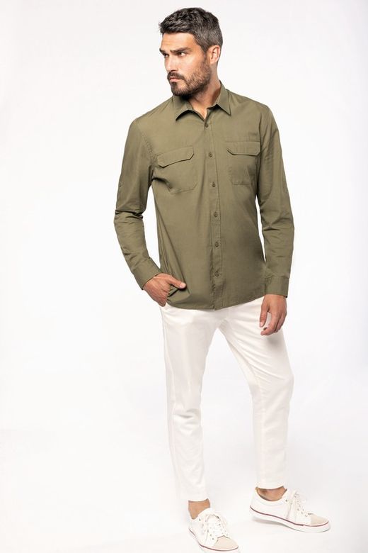 Herren Langarm Safari Shirt