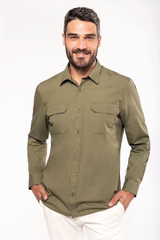 Herren Langarm Safari Shirt