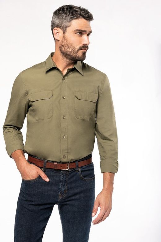Camicia safari a maniche lunghe da uomo