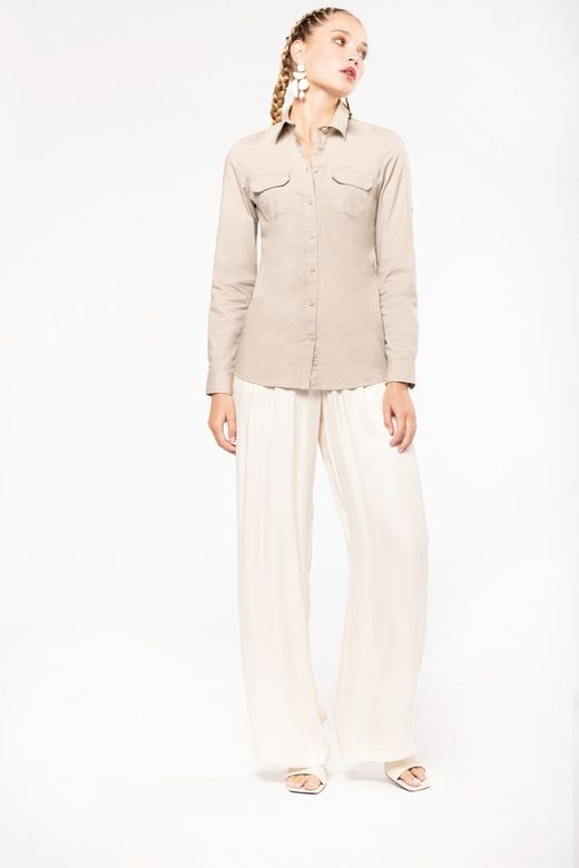 Damen Langarm Safari Shirt