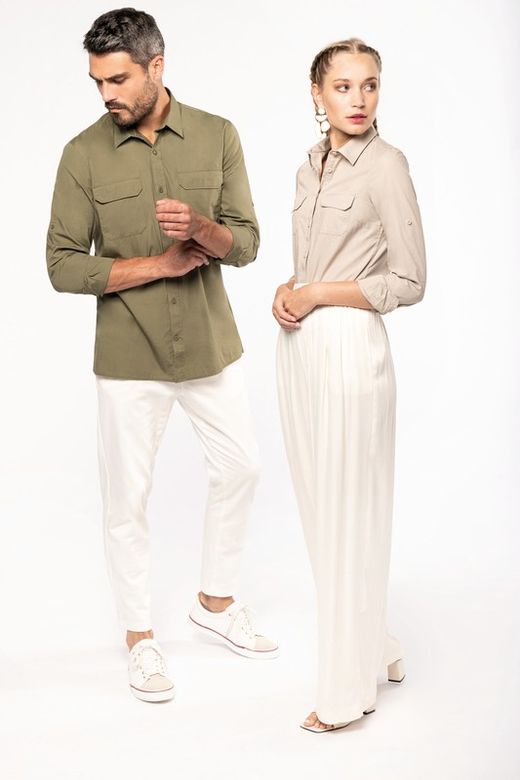 Damen Langarm Safari Shirt