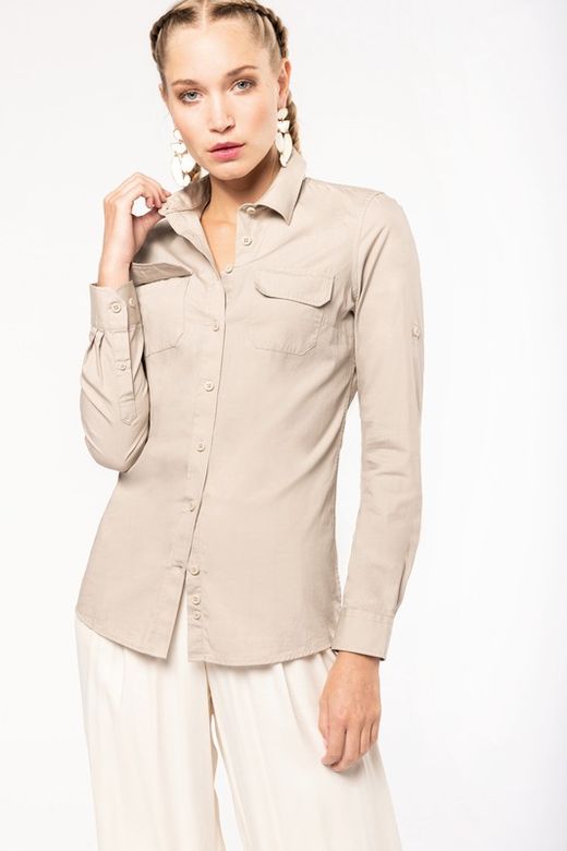 Damen Langarm Safari Shirt
