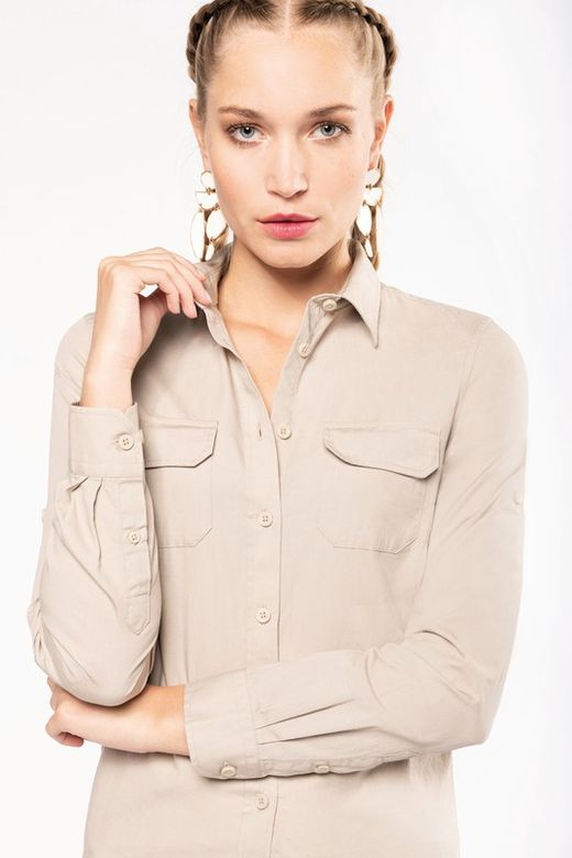 Damen Langarm Safari Shirt