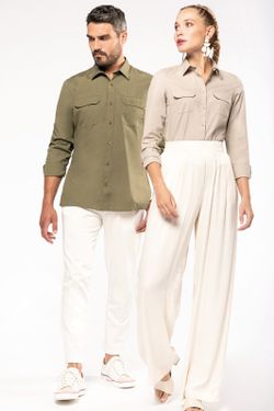 Damen Langarm Safari Shirt
