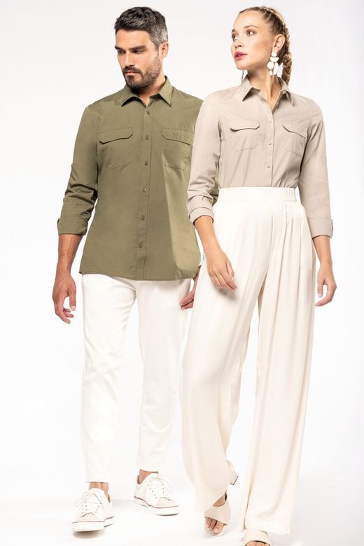 Damen Langarm Safari Shirt
