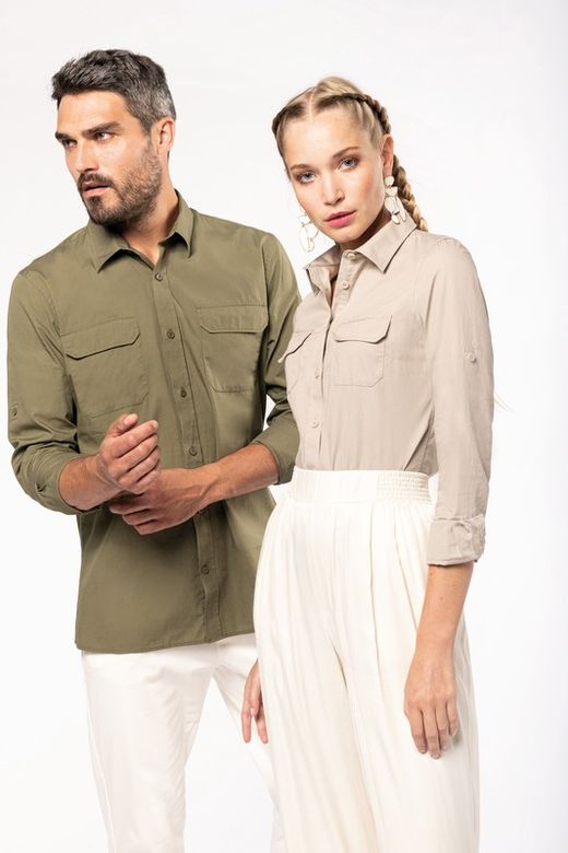 Damen Langarm Safari Shirt