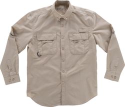Camisa Safari manga larga multibolsillos Beige