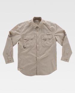 Safari Multi-Pocket Langarmhemd Beige