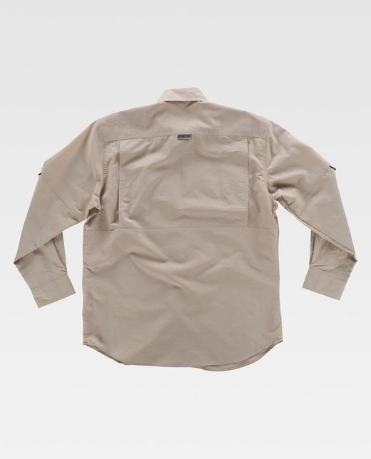 Safari Multi-Pocket Langarmhemd Beige