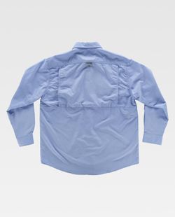 Hellblaues Safari-Langarmhemd mit mehreren Taschen
