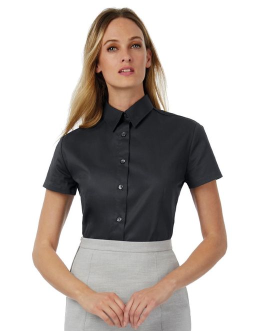 Scharfes Kurzarm-Twill-Shirt für Frauen