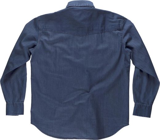 Jeanshemd Langarm mit Taschen auf der Brust und Passe auf der Rückseite Denim