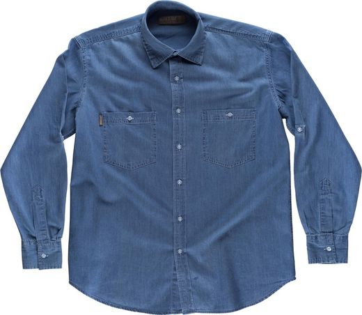 Chemise en jean à manches longues avec poches sur la poitrine et empiècement au dos Denim clair