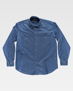 Jeanshemd Langarm mit Taschen auf der Brust und Passe auf der Rückseite Light Denim