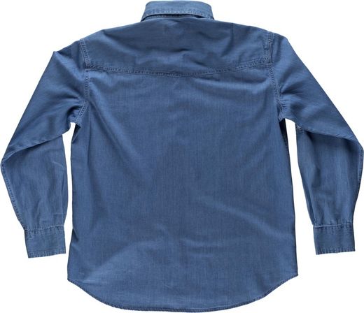 Jeanshemd Langarm mit Taschen auf der Brust und Passe auf der Rückseite Light Denim
