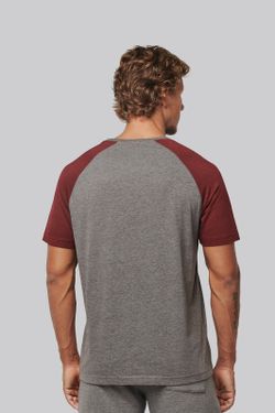 Zweifarbiges Triblend Sport-T-Shirt mit kurzen Ärmeln für Erwachsene